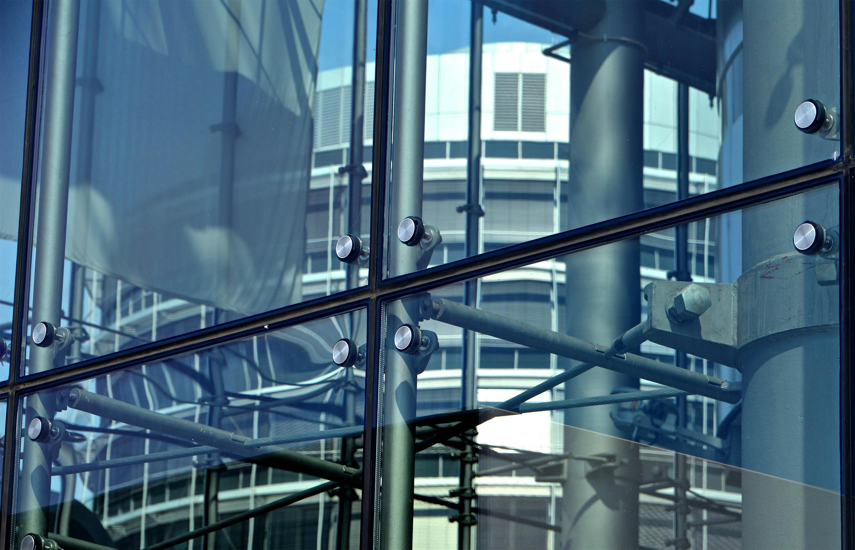 Architectural stainless steel facade cladding on a modern building