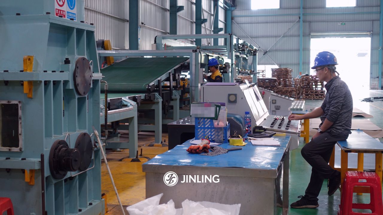 Cold rolling line operator controlling stainless steel strip processing