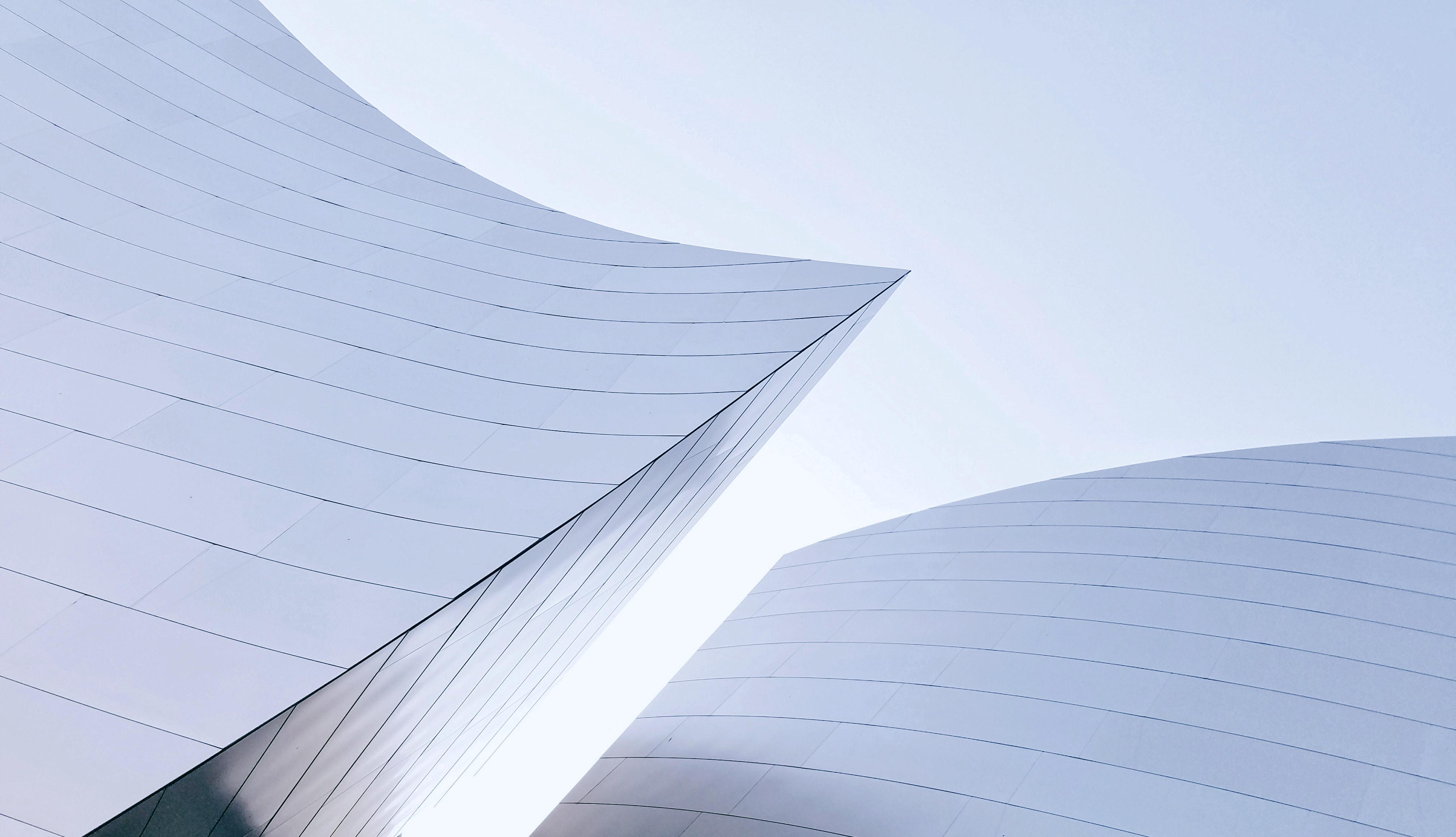 Architectural stainless steel surface panels used as a premium metal facade background